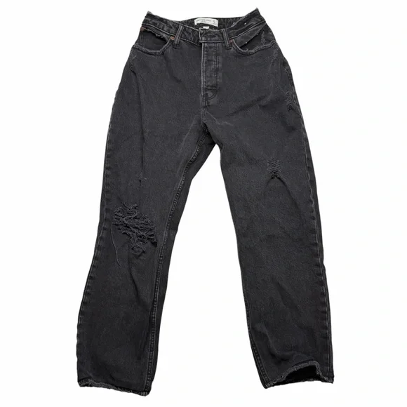 Abercrombie & Fitch Dad High Rise Curve Love Jeans Women’s 27/4S Black Straight - Picture 2 of 11